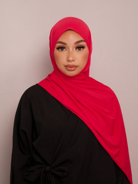 HOT PINK CRINKLED PREMIUM JERSEY HIJAB