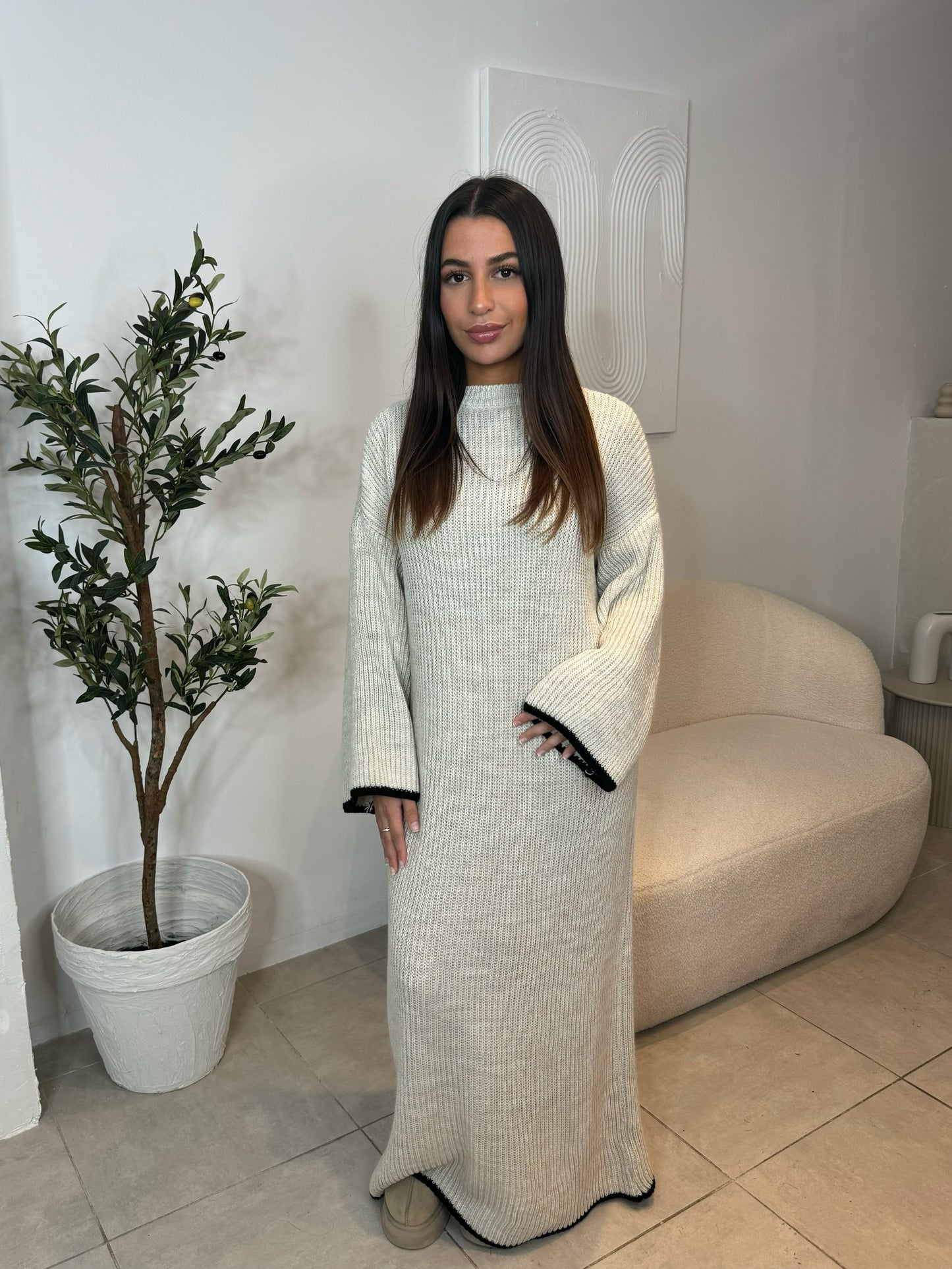 BEIGE KNITTED MAXI DRESS