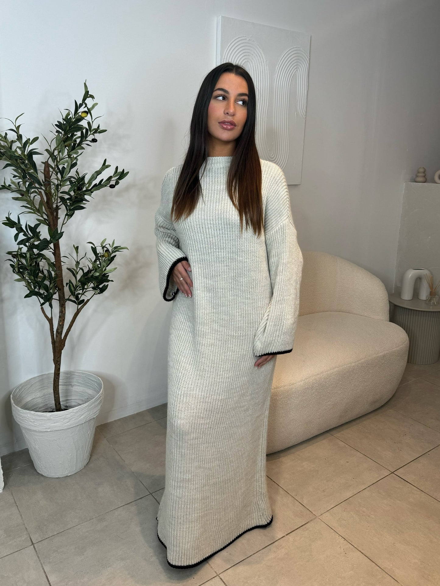 BEIGE KNITTED MAXI DRESS