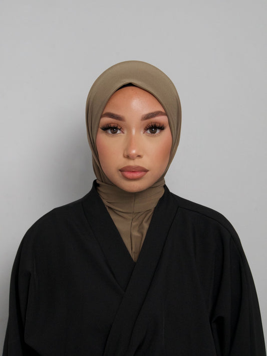 TAUPE BUTTON INSTANT HIJAB