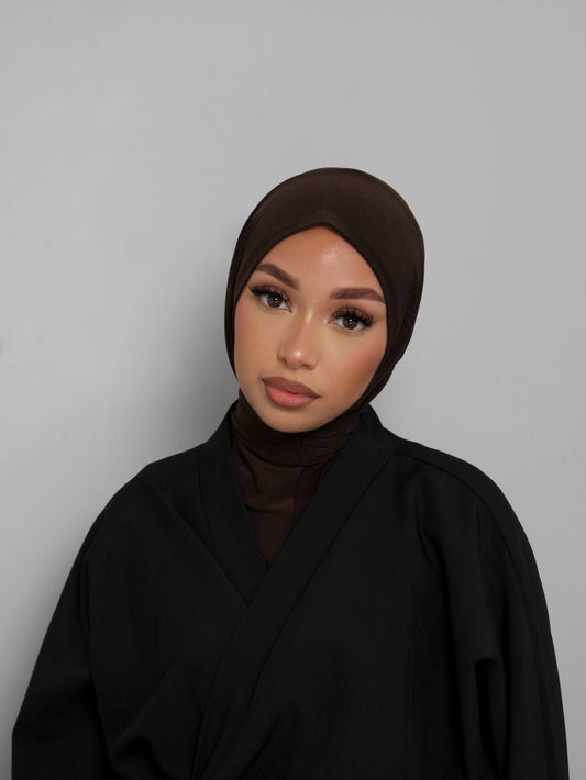 BROWN BUTTON INSTANT HIJAB