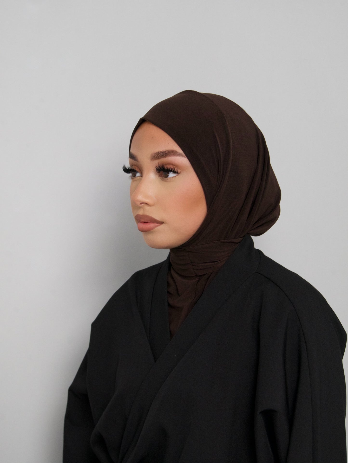BROWN BUTTON INSTANT HIJAB
