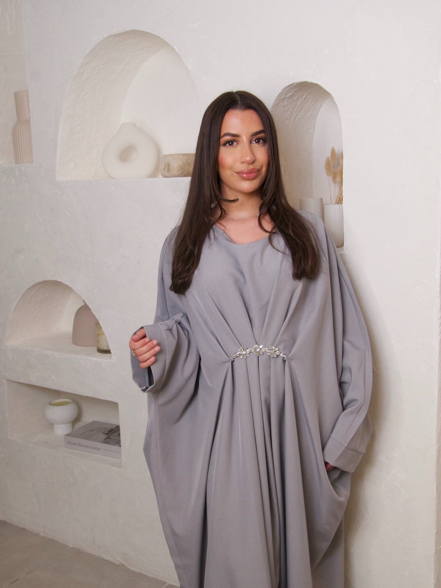 ABAYA LIN GRISE