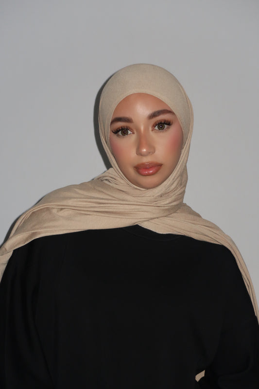 BEIGE INTEGRATED UNDERSCARF JERSEY HIJAB