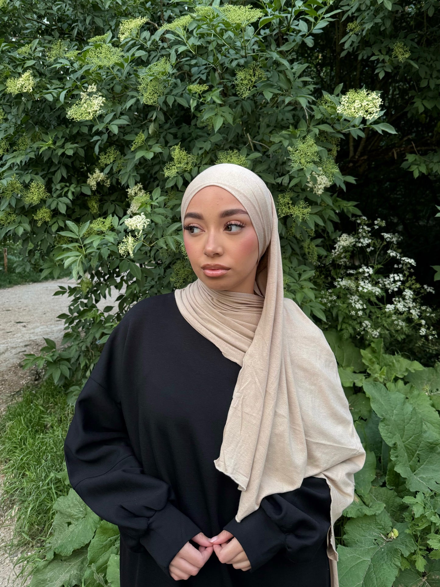 BEIGE INTEGRATED UNDERSCARF JERSEY HIJAB