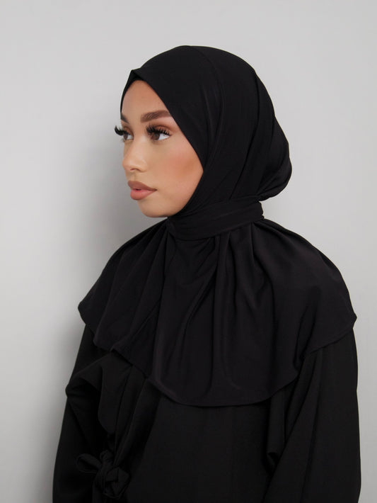 BLACK BUTTON INSTANT HIJAB